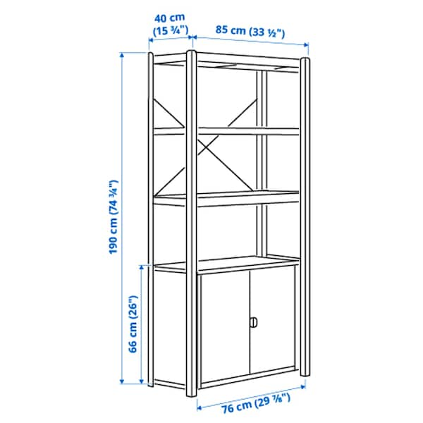 IKEA BROR shelving unit with cabinet, black, 33 1/2x15 3/4x74 3/4 in , IKEA Sale | 68357HENK