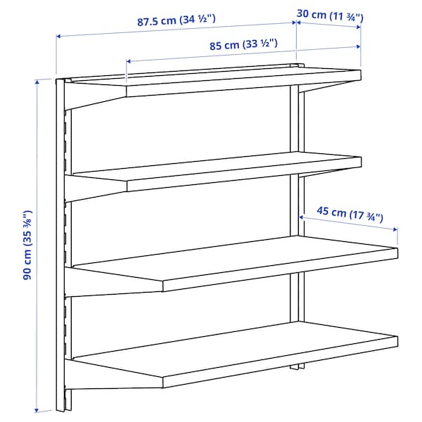 IKEA BROR wall shelf combination, black, 34 1/2x11 3/4/17 3/4x35 3/8 in , IKEA Sale | 38609PFLO