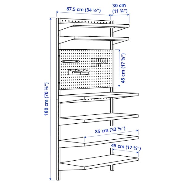 IKEA BROR wall shelf combination, with pegboard/black, 34 1/2x11 3/4/17 3/4x70 7/8 in , IKEA Sale | 49372XZSI