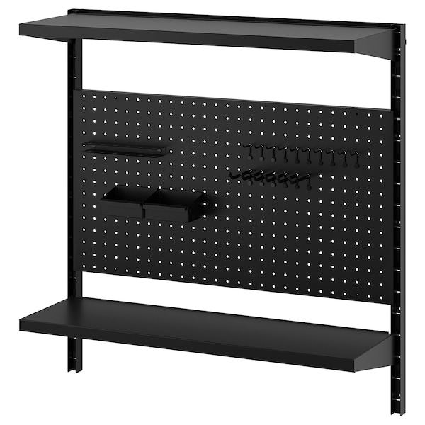 IKEA BROR wall shelf combination, with pegboard/2 shelves/black, 34 1/2x11 3/4x35 3/8 in , IKEA Sale | 01537RETP