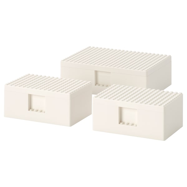 IKEA BYGGLEK LEGO® box with lid, set of 3, white , IKEA Sale | 43589AUPG