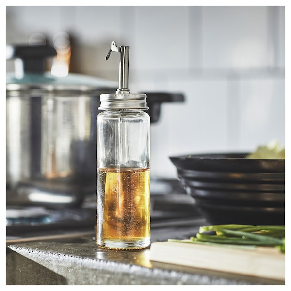 IKEA CITRONHAJ oil/vinegar bottle, clear glass/stainless steel, 6 ¼ in , IKEA Sale | 94173FEBH