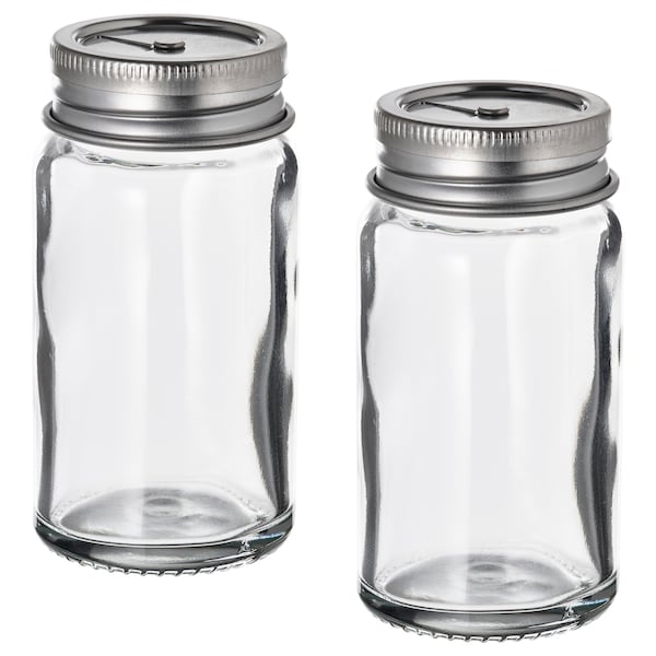 IKEA CITRONHAJ salt and pepper shakers, clear glass/stainless steel, 3 ¼ in, 2 pack , IKEA Sale | 45610RIBY