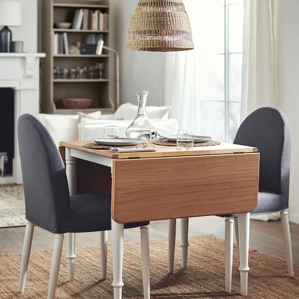 IKEA DANDERYD drop-leaf table, oak veneer/white, 29 1/8/52 3/4x31 1/2 in , IKEA Sale | 05129CMYV