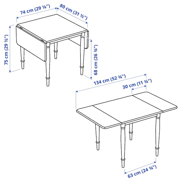 IKEA DANDERYD drop-leaf table, oak veneer/white, 29 1/8/52 3/4x31 1/2 in , IKEA Sale | 05129CMYV