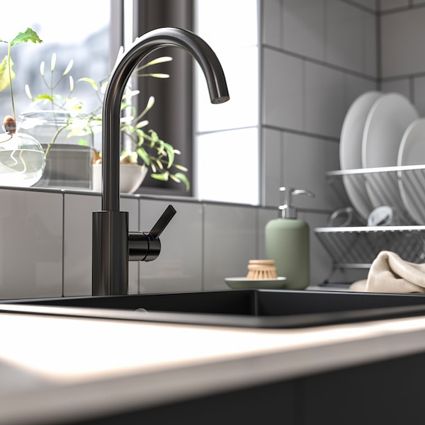 IKEA DELSJÖN kitchen faucet, brushed black metal , IKEA Sale | 98670HDBF