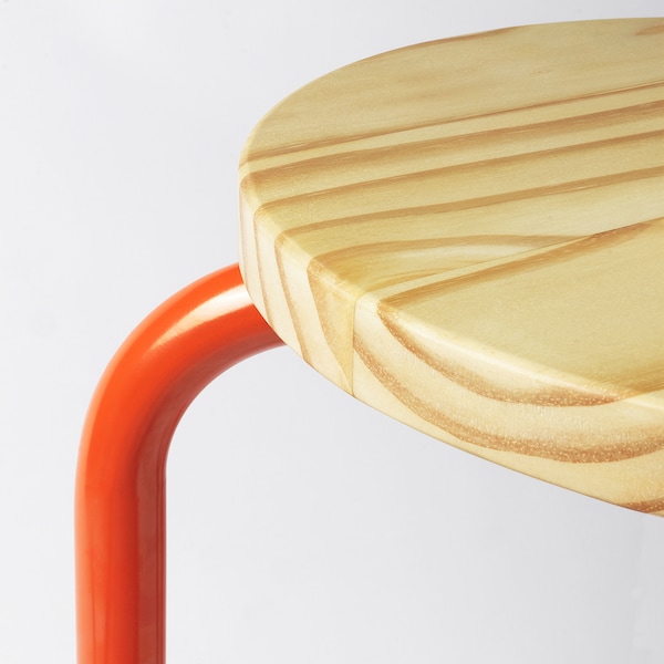 IKEA DOMSTEN stool, orange/pine , IKEA Sale | 78239YKIC