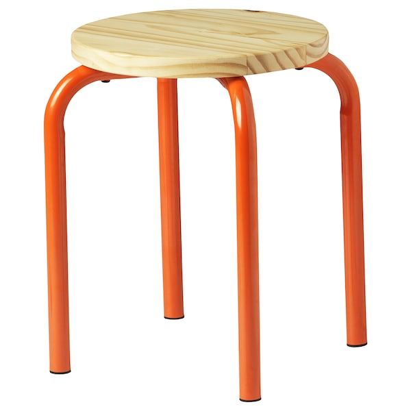 IKEA DOMSTEN stool, orange/pine , IKEA Sale | 78239YKIC