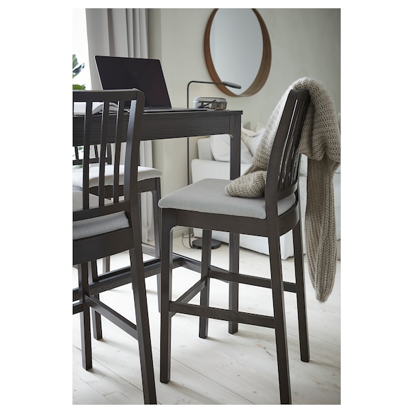 IKEA EKEDALEN Bar stool with backrest, dark brown, Orrsta light gray, Width: 17  3/4 in. Order here! , IKEA Sale | 43295EVXZ