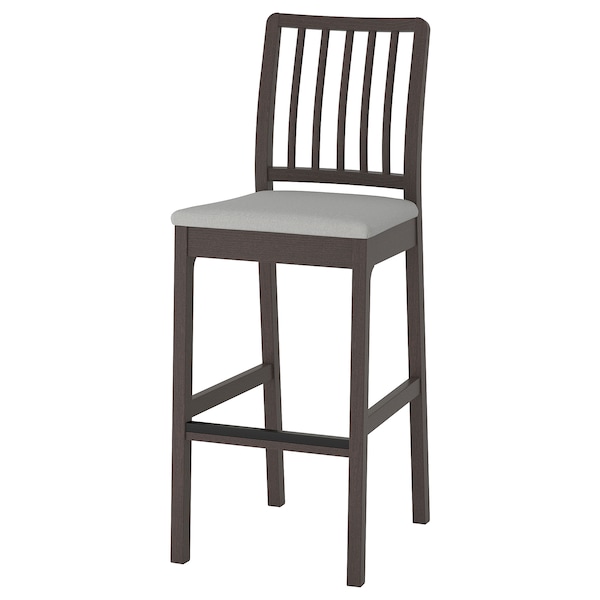 IKEA EKEDALEN Bar stool with backrest, dark brown, Orrsta light gray, Width: 17  3/4 in. Order here! , IKEA Sale | 43295EVXZ