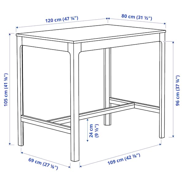 IKEA EKEDALEN bar table, dark brown, 47 1/4x31 1/2x41 3/8 in , IKEA Sale | 05219EBHT