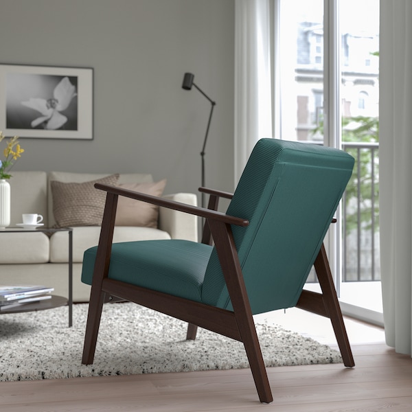 IKEA EKENÄSET armchair, Kelinge gray-turquoise , IKEA Sale | 49607FKRC