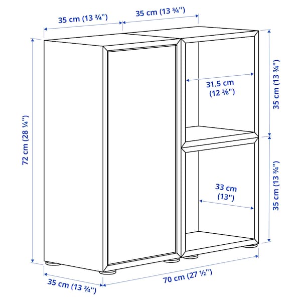 IKEA EKET storage combination with feet, white/stained oak effect light gray-blue, 27 1/2x13 3/4x28 3/8 in , IKEA Sale | 38741QGDY