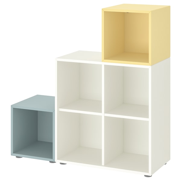 IKEA EKET storage combination with feet, white light gray-blue/pale yellow, 41 3/8x13 3/4x42 1/8 in , IKEA Sale | 20317RTWL