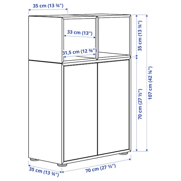 IKEA EKET storage combination with feet, white/white stained oak effect, 27 1/2x13 3/4x42 1/8 in , IKEA Sale | 49527IWUL