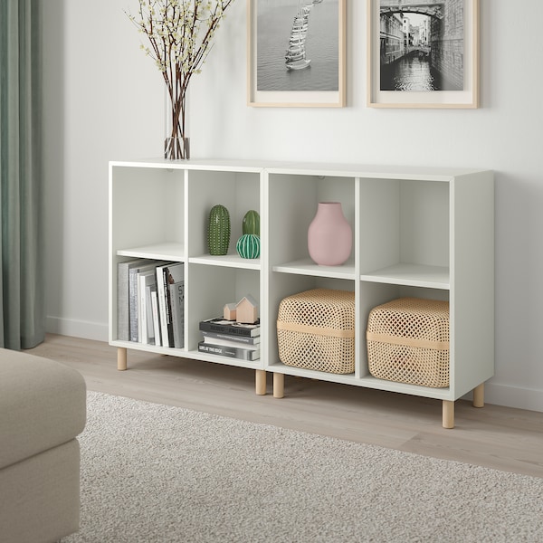 IKEA EKET storage combination with legs, white/wood, 55 1/8x13 3/4x31 1/2 in , IKEA Sale | 18953FSLI