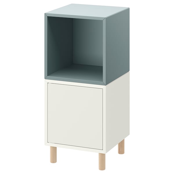 IKEA EKET storage combination with legs, white light gray-blue/wood, 13 3/4x13 3/4x31 1/2 in , IKEA Sale | 47089QWCK