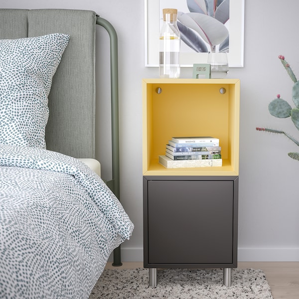 IKEA EKET storage combination with legs, dark gray pale yellow/metal, 13 3/4x13 3/4x31 1/2 in , IKEA Sale | 93104AUDQ