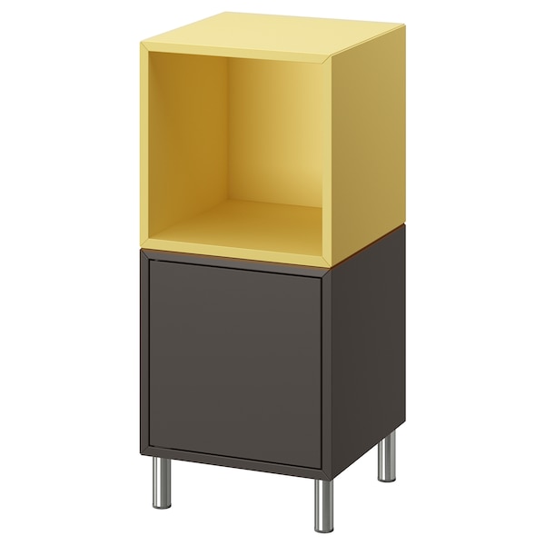 IKEA EKET storage combination with legs, dark gray pale yellow/metal, 13 3/4x13 3/4x31 1/2 in , IKEA Sale | 93104AUDQ