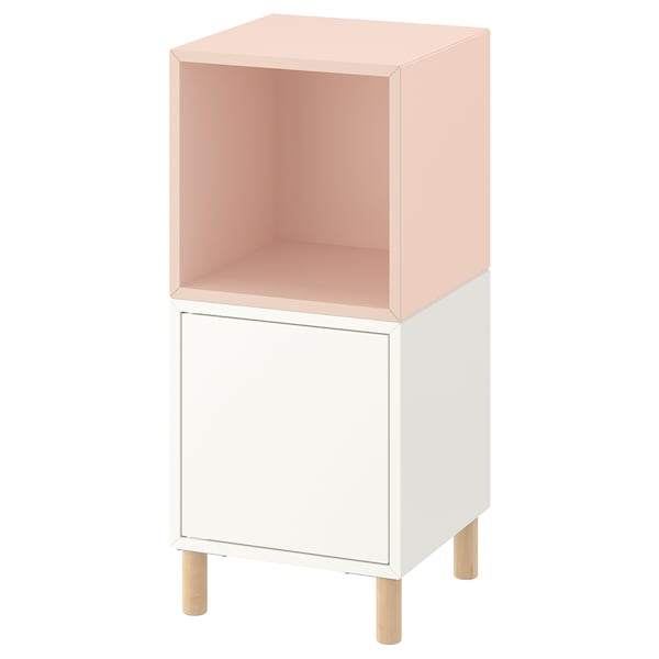 IKEA EKET storage combination with legs, white pale pink/wood, 13 3/4x13 3/4x31 1/2 in , IKEA Sale | 94563SMJU