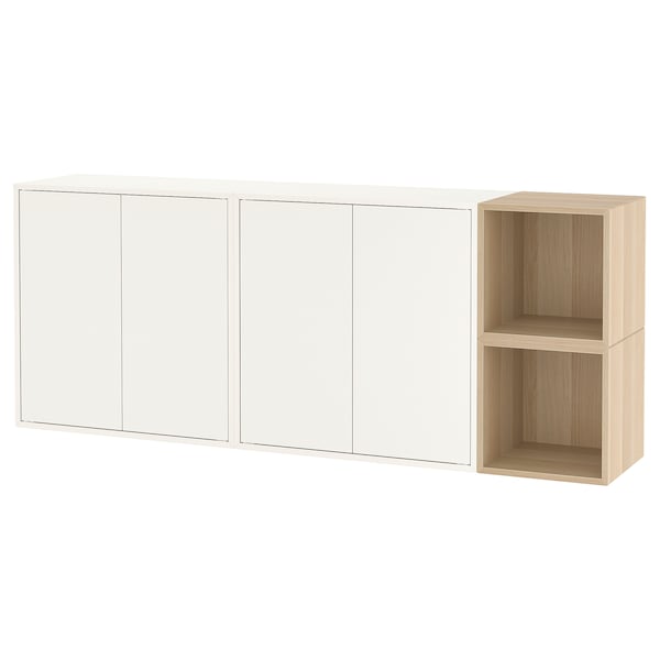 IKEA EKET wall-mounted cabinet combination, white/white stained oak effect, 68 7/8x13 3/4x27 1/2 in , IKEA Sale | 47386BPSK