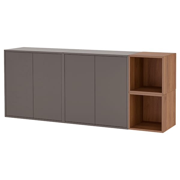 IKEA EKET wall-mounted cabinet combination, dark gray/walnut effect, 68 7/8x13 3/4x27 1/2 in , IKEA Sale | 45632QUDP