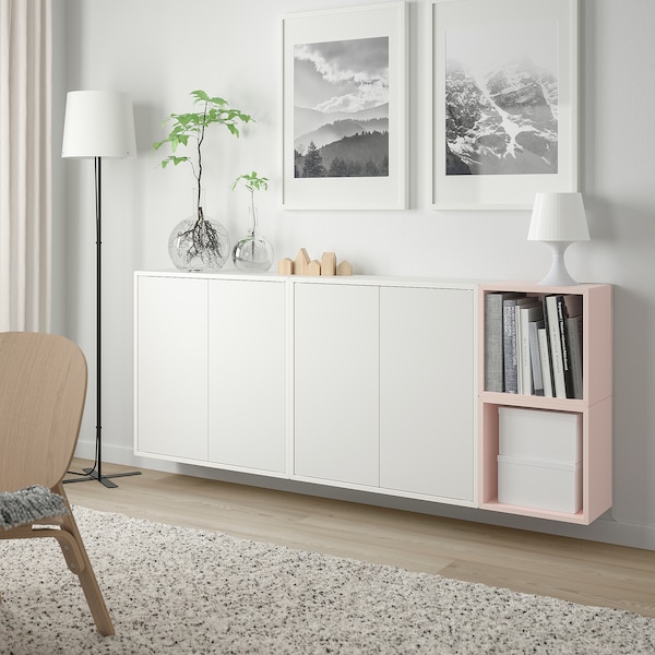 IKEA EKET wall-mounted cabinet combination, white/pale pink, 68 7/8x13 3/4x27 1/2 in , IKEA Sale | 09278DHCW