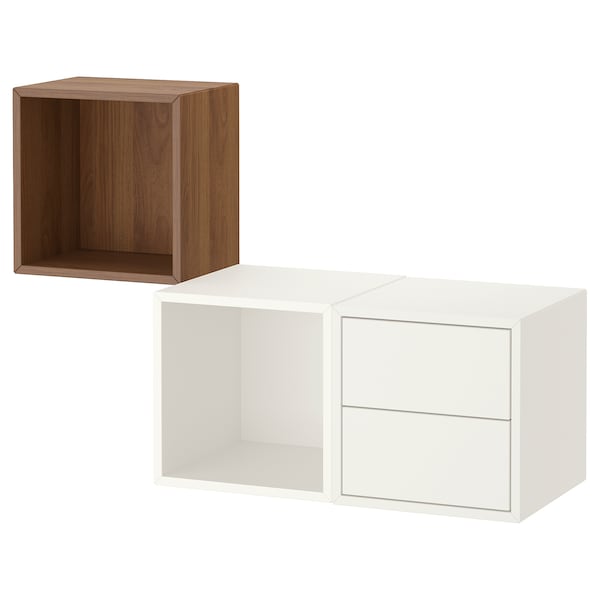 IKEA EKET wall-mounted storage combination, white/walnut effect, 41 3/8x13 3/4x27 1/2 in , IKEA Sale | 39621CHKS