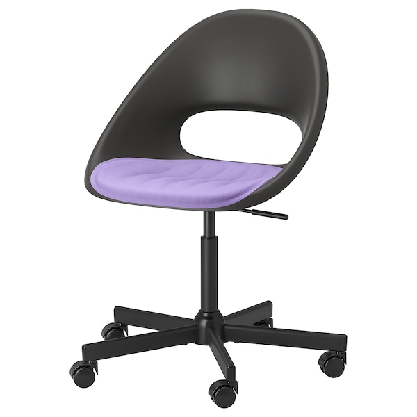 IKEA ELDBERGET / MALSKÄR swivel chair + pad, dark gray black/lilac , IKEA Sale | 48506SVFM