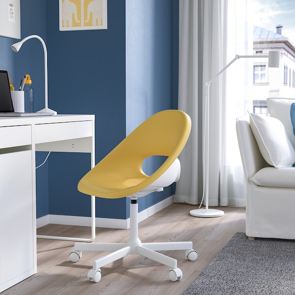 IKEA ELDBERGET / MALSKÄR swivel chair, yellow/white , IKEA Sale | 61752YWEN