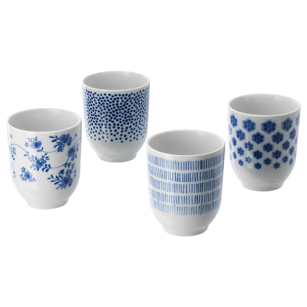 IKEA ENTUSIASM tumbler, patterned/blue, 7 oz, 4 pack , IKEA Sale | 38721UBIF