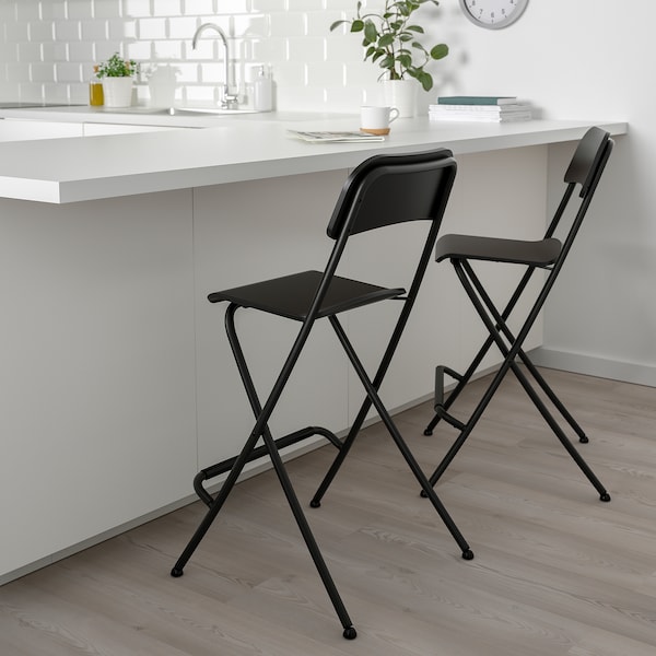 IKEA FRANKLIN Bar stool with backrest, foldable, black, black, Width: 19  5/8 in. Find it here! , IKEA Sale | 60574JWTZ