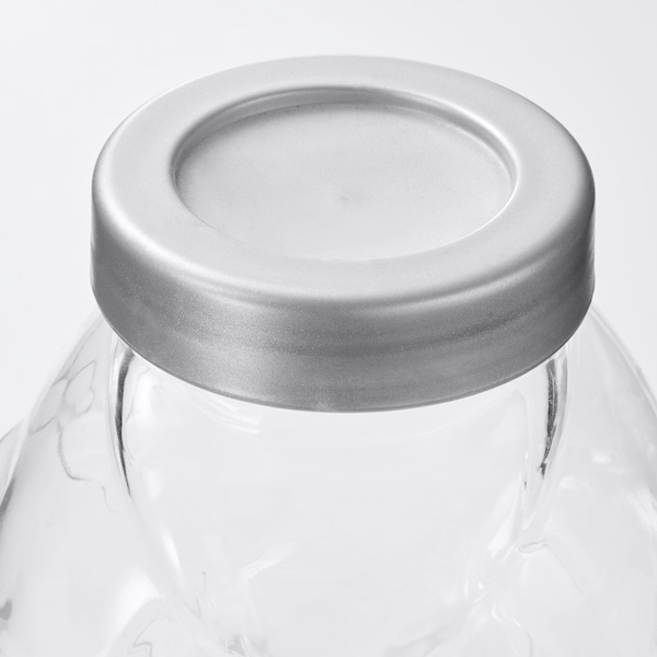 IKEA FÖRVAR jar with lid, glass/aluminum color, 61 oz , IKEA Sale | 72361MNAL