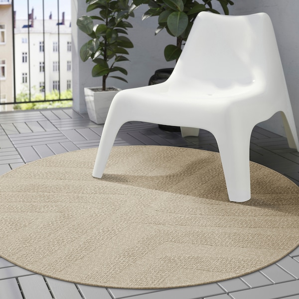 IKEA FULLMAKT rug flatwoven, in/outdoor, beige/mélange, 4'3 in , IKEA Sale | 63407KLMN