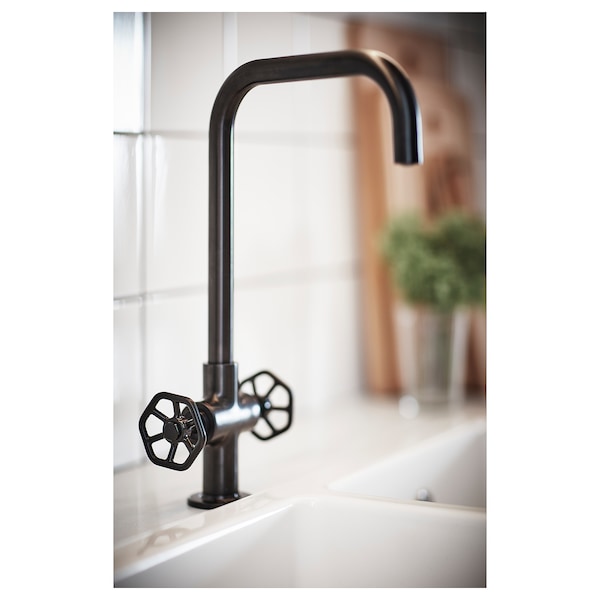 IKEA GAMLESJÖN dual control kitchen faucet, brushed black metal , IKEA Sale | 81203YFNT