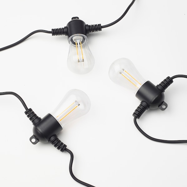 IKEA GARDJÄRN LED string light with 12 lights, black/outdoor , IKEA Sale | 30768IEDW