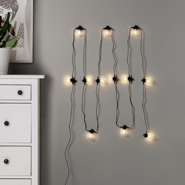 IKEA GARDJÄRN LED string light with 12 lights, black/outdoor , IKEA Sale | 30768IEDW