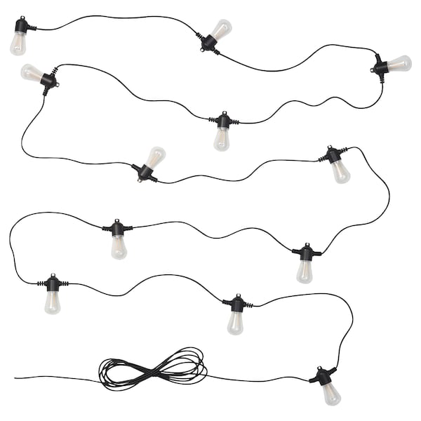 IKEA GARDJÄRN LED string light with 12 lights, black/outdoor , IKEA Sale | 30768IEDW