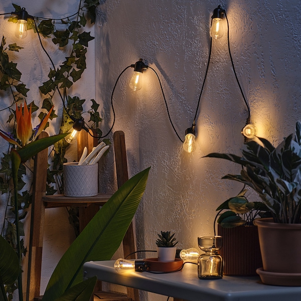 IKEA GARDJÄRN LED string light with 24 lights, black/outdoor , IKEA Sale | 02587CMZA