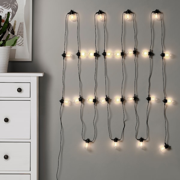 IKEA GARDJÄRN LED string light with 24 lights, black/outdoor , IKEA Sale | 02587CMZA