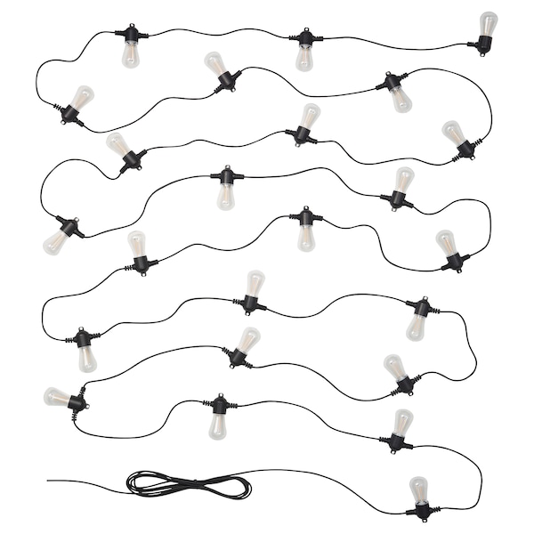 IKEA GARDJÄRN LED string light with 24 lights, black/outdoor , IKEA Sale | 02587CMZA