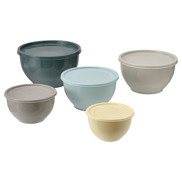 IKEA GARNITYREN bowl with lid, set of 5, mixed colors , IKEA Sale | 96415SEIO