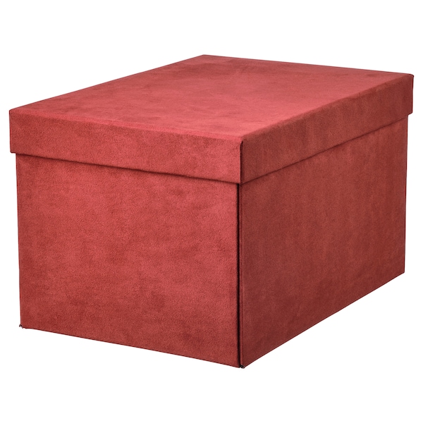 IKEA GJÄTTA storage box with lid, velvet brown-red, 7x9 ¾x6 in , IKEA Sale | 07493FHMC