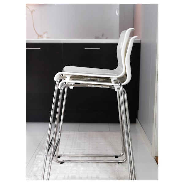 IKEA GLENN Bar stool, white, chrome plated, 26 in , IKEA Sale | 03812NSPC