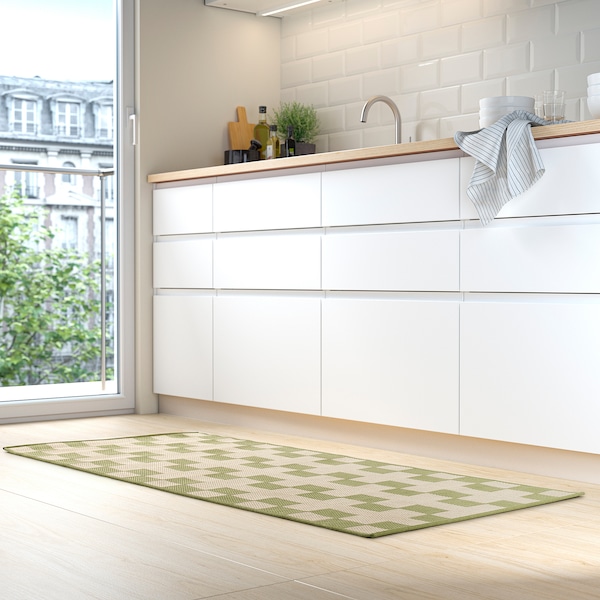 IKEA GÅNGSTIG kitchen mat, flatwoven green/off-white, 2'4 inx5'3 in , IKEA Sale | 97625HXZB