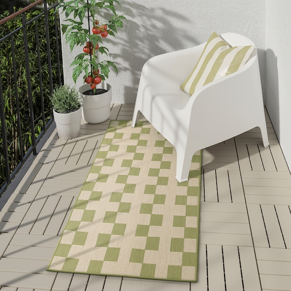 IKEA GÅNGSTIG kitchen mat, flatwoven green/off-white, 2'4 inx5'3 in , IKEA Sale | 97625HXZB