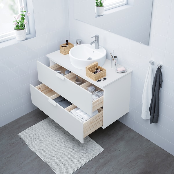 IKEA GODMORGON Sink cabinet with 2 drawers, white, 39  3/8x18  1/2x22  7/8 in , IKEA Sale | 73129QIJG