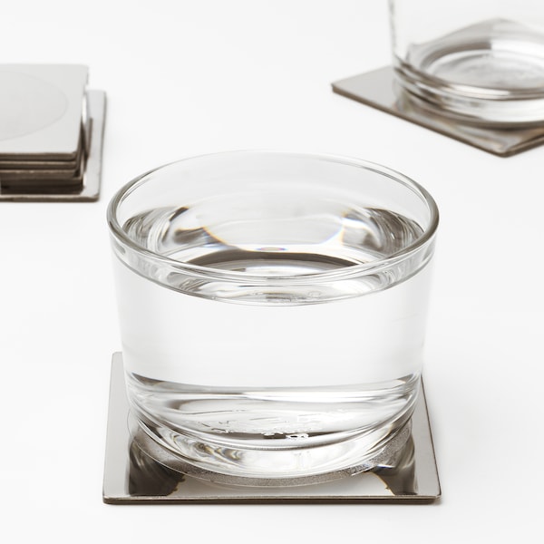 IKEA GROGGY coaster, square/stainless steel, 3 1/8x3 1/8 in, 6 pack , IKEA Sale | 20359BQHE