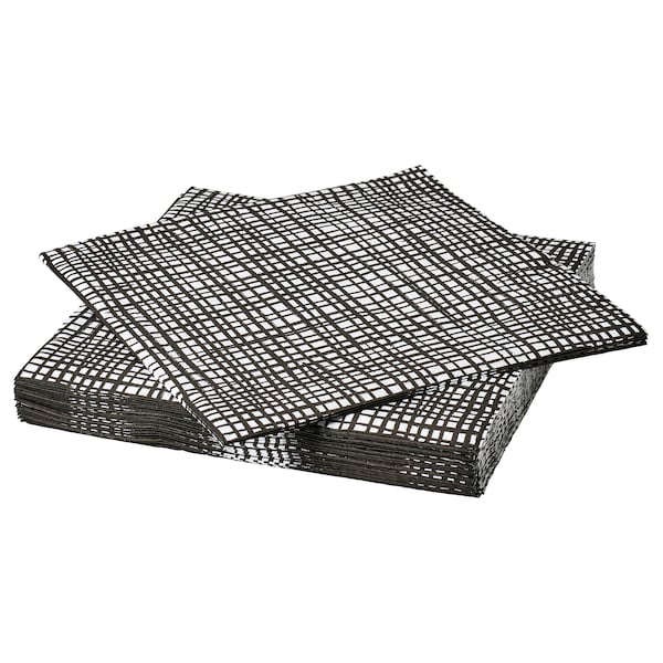 IKEA GROPLÖJA paper napkin, patterned black/white, 13x13 in, 30 pack , IKEA Sale | 95726IKHJ