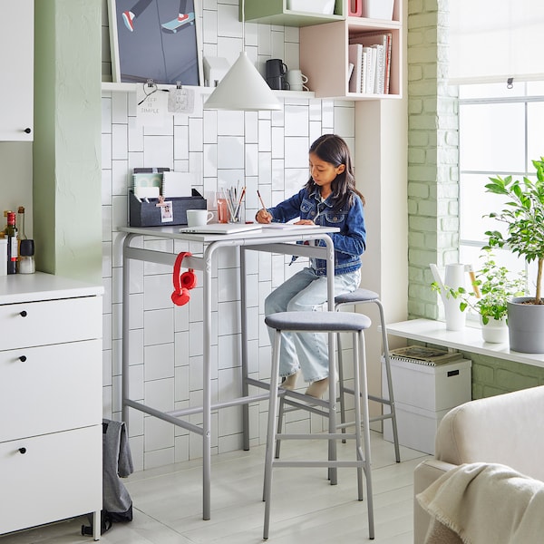 IKEA GRÅSALA / GRÅSALA bar table and 2 bar stools, gray gray/gray, 29 1/2 in , IKEA Sale | 97056PSUZ